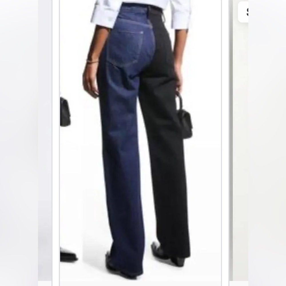 124. FRAME Le Jane Two-Tone High-Rise Straight-Leg Jeans Size 25